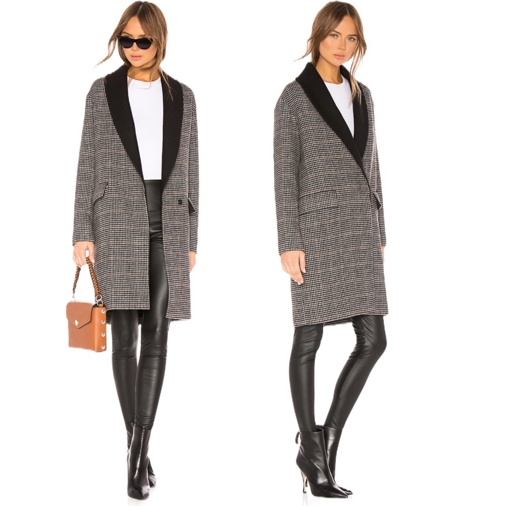 ALLSAINTS Revolve Paige Check Wool Blend Coat NWT